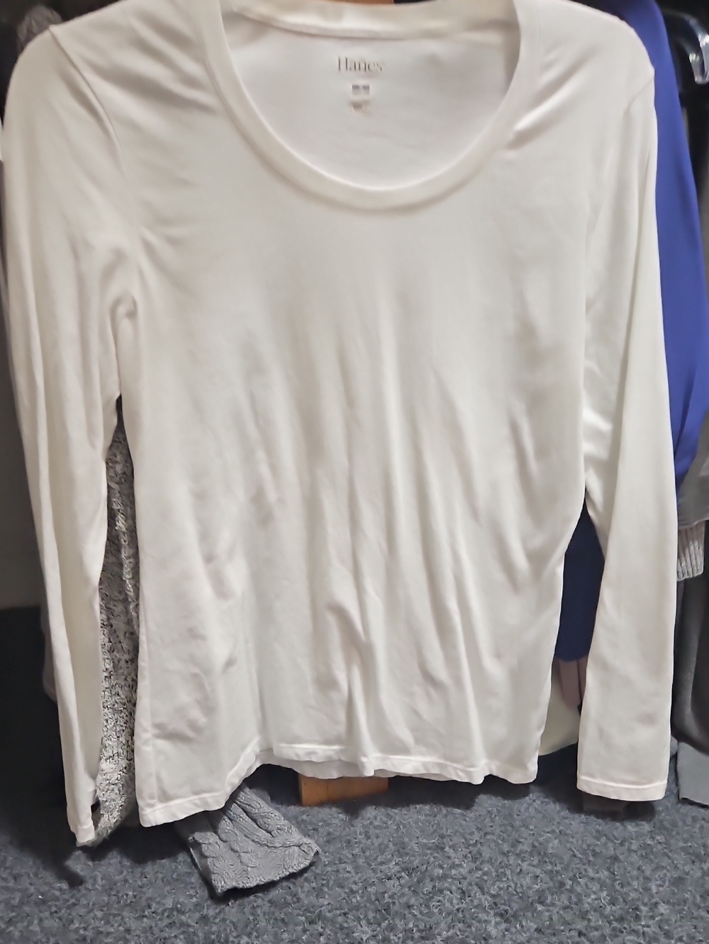 Hanes Women's Long Sleeve Crewneck Tee - White